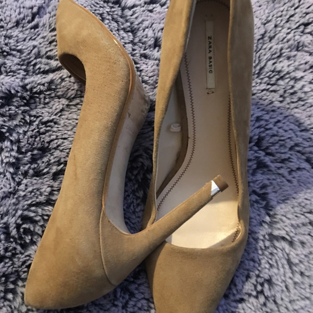 ZARA Beige Heels with Silver detail